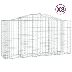 vidaXL Paniers à gabions arqués 8 Pièces 200x50x100/120 cm fer galvanisé