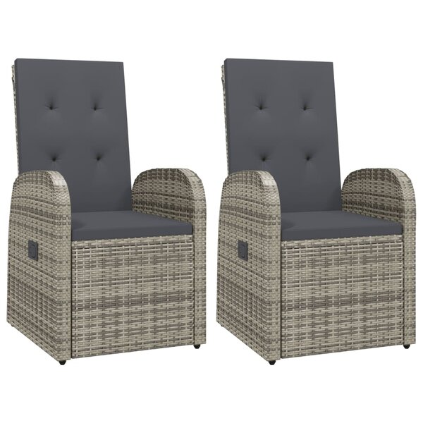 vidaXL Chaises de jardin inclinables coussins lot de 2 Résine tressée