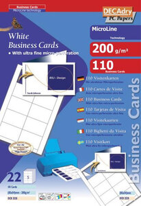 Pack 110 Double Cartes 200G.Blanc 85X54