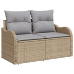 Ensemble de Canapés de Jardin 6 Pièces avec Coussins Rattan Poly Beige