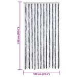 vidaXL Rideau anti-mouches gris et blanc 100x230 cm chenille