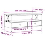 vidaXL Table basse noir 100x51x45 cm bois d'ingénierie