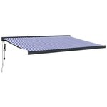 vidaXL Auvent rétractable bleu et blanc 4x3 m tissu et aluminium