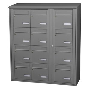 Bloc collectif Leabox 3x4 grade 3 simple face extérieur fixation murale gris poussière ral 7037 finition brillante