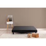Sommier tapissier à lattes 140 x 190 cm - Bois massif noir + Pieds