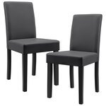 Kit de 2 chaises rembourrées avec pieds en bois massif housse en synthétique design gris foncé 90 x 37/42 x 48 cm 03_0002361