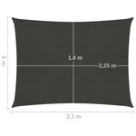 vidaXL Voile d'ombrage 160 g/m² Anthracite 2x2 5 m PEHD