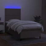 vidaXL Sommier à lattes de lit et matelas et LED Taupe 90x190 cm Tissu