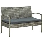 vidaXL Salon de jardin 4 Pièces avec coussins résine tressée gris
