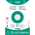 Paquet 100 Fiches Sous Film - Bristol Quadrillé 5x5 Perforé 148x210mm - Blanc - X 10 - Exacompta