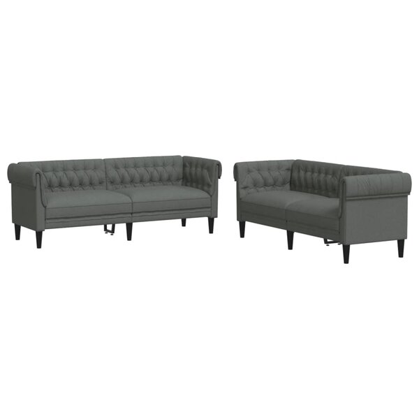 vidaXL Ensemble de canapés 2 Pièces gris foncé tissu