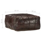 vidaXL Pouf 60 x 60 x 30 cm Marron foncé Cuir véritable de chèvre