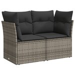 vidaXL Salon de jardin 6 Pièces avec coussins gris résine tressée