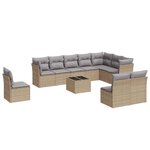vidaXL Salon de jardin 11 Pièces avec coussins beige résine tressée