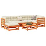 vidaXL Salon de jardin 7 Pièces avec coussins cire marron bois pin massif