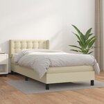vidaXL Lit à sommier tapissier avec matelas Crème 100x200cm Similicuir