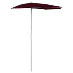 vidaXL Demi-parasol de jardin avec mât 180x90 cm Rouge bordeaux