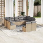 vidaXL Salon de jardin 11 Pièces avec coussins beige résine tressée