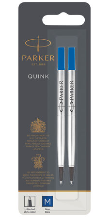 PARKER recharge Stylo Roller  pointe moyenne  bleue  blister X 2