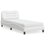 vidaXL Lit avec matelas blanc 90x200 cm similicuir