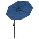 vidaXL Parasol déporté à LED et mât en acier 300 cm Azuré