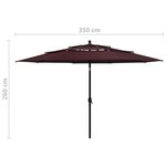 vidaXL Parasol à 3 niveaux avec mât en aluminium Bordeaux 3 5 m