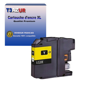 T3AZUR - Cartouche compatible avec Brother MFC-J5920DW LC22E XL Cyan