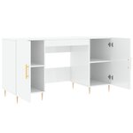 Bureau table poste de travail meuble d'ordinateur informatique étude brillant 140 x 50 x 75 cm bois d'ingénierie blanc 02_0023545