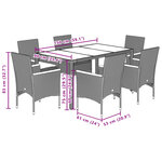 vidaXL Ensemble à manger de jardin et coussins 7Pièces beige rotin acacia