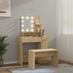 vidaXL Ensemble de coiffeuse avec LED Chêne sonoma Bois d'ingénierie