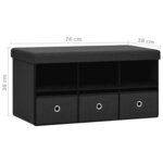 vidaXL Banc de rangement pliable Noir 76x38x38 cm Faux lin