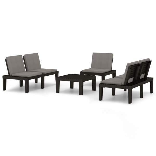 vidaXL Salon de jardin 4 Pièces avec coussins Plastique Gris