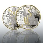 Pièce de monnaie 10 euro Vatican 2021 argent BE – UNESCO (reliefs dorés)