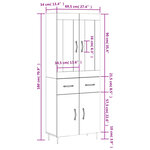vidaXL Buffet haut Gris béton 69 5x34x180 cm Bois d'ingénierie