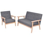 vidaXL Jeu de canapé 2 Pièces Tissu Gris foncé
