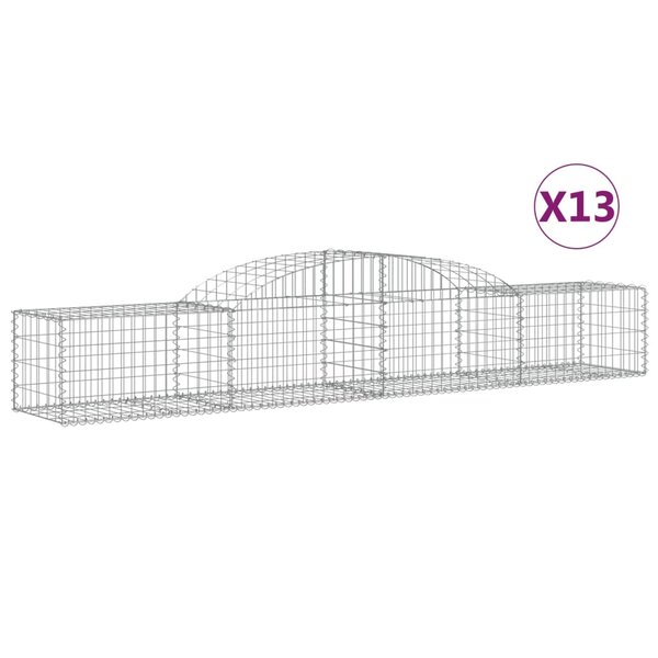 vidaXL Paniers à gabions arqués 13 Pièces 300x50x40/60 cm fer galvanisé
