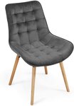 Lot de 6 chaises de salon salle à manger pied en bois et velours gris foncé 01_0000736