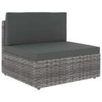 vidaXL Salon de jardin 4 Pièces avec coussins Gris Résine tressée