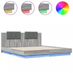 vidaXL Cadre de lit tête de lit et lumières LED sonoma gris 200x200 cm
