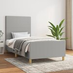 vidaXL Cadre de lit avec tête de lit Gris clair 90x190 cm Tissu