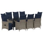 Ensemble de salle à manger de jardin vidaXL 9 pièces avec coussins en rattan synthétique gris