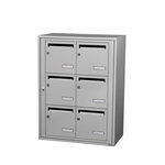 Bloc collectif Leabox 2x3 grade 3 simple face intérieur fixation murale gris clair ral 7035 finition brillante