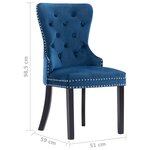 vidaXL Chaises à manger lot de 4 bleu velours