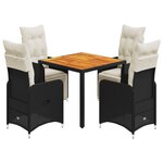 vidaXL Ensemble de bistro de jardin 5 Pièces coussins noir poly rotin