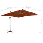 vidaXL Parasol déporté avec mât en aluminium terre cuite 300x300 cm