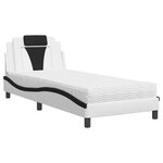 vidaXL Lit avec matelas blanc et noir 90x200 cm similicuir