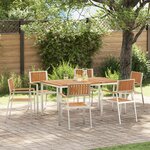 Ensemble de Salle à Manger de Jardin vidaXL 7 Pièces en Bois Massif de Teck