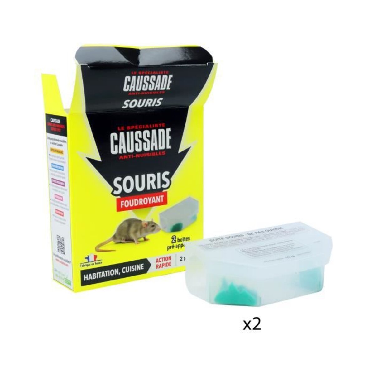 Anti-nuisible rats, souris - Pat'appât prévention+poste d'appâtage120g  Caussade