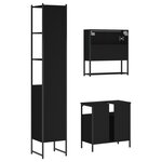 vidaXL Ensemble de meubles salle de bain 3 Pièces noir bois d'ingénierie