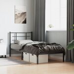 vidaXL Cadre de lit métal avec tête de lit noir 90x190 cm